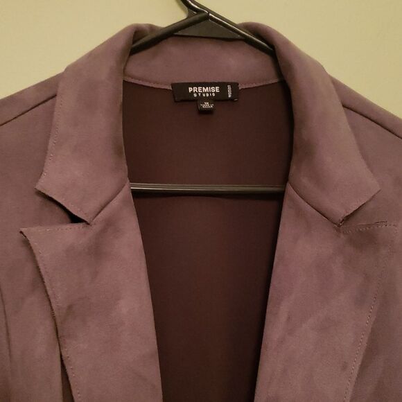 Premiere Studio Size 1 Grey Faux Suede Leather Duster Cardigan Pocket Longline - Picture 6 of 7